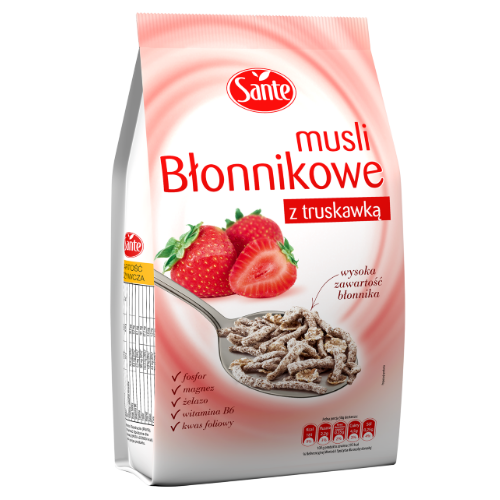 Fibre Muesli with strawberry, 200g Sante Export